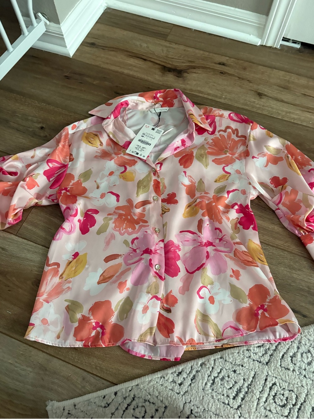 Zara Floral Button-Up Blouse